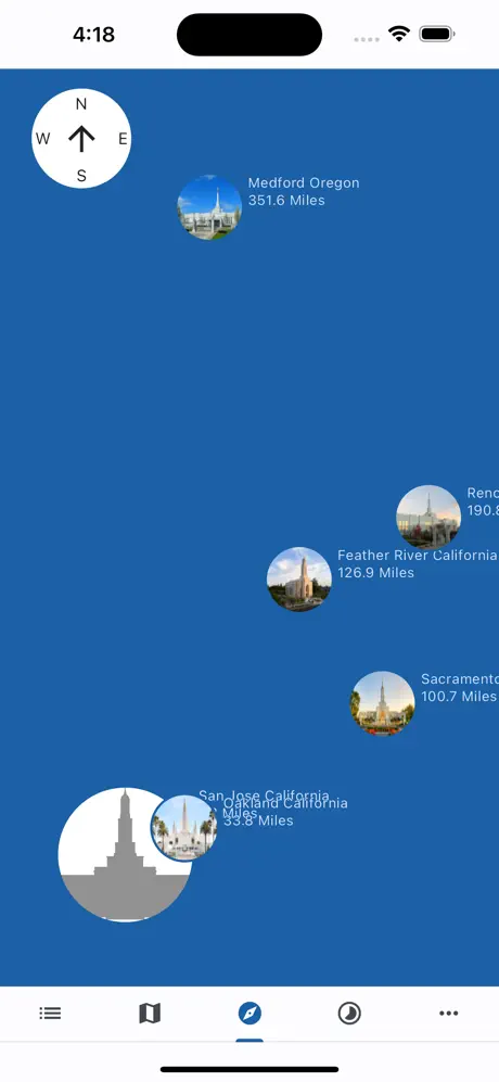 Image of temple locations on a map